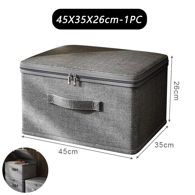 Clothes storage box with zipper Large Capacity Folding Clothes Quilts Organizer Bag Wardrobe Organizer Underwear Storage Box: Gold
