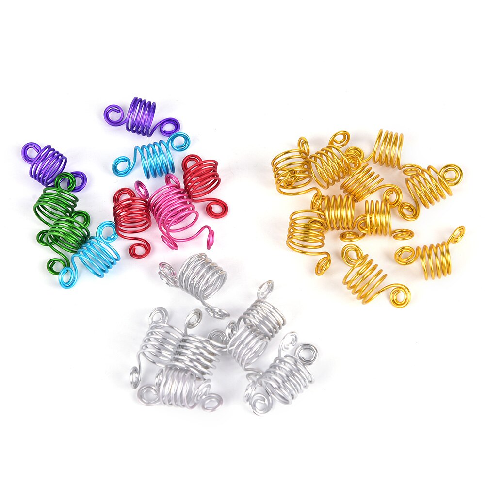 10pcs Lente Haar Ringen Van Dreadlocks Haar Accessoires Kralen Voor Dreads Vlecht Kralen Voor Vrouwelijke Gouden Spiraal Haar Vlechten
