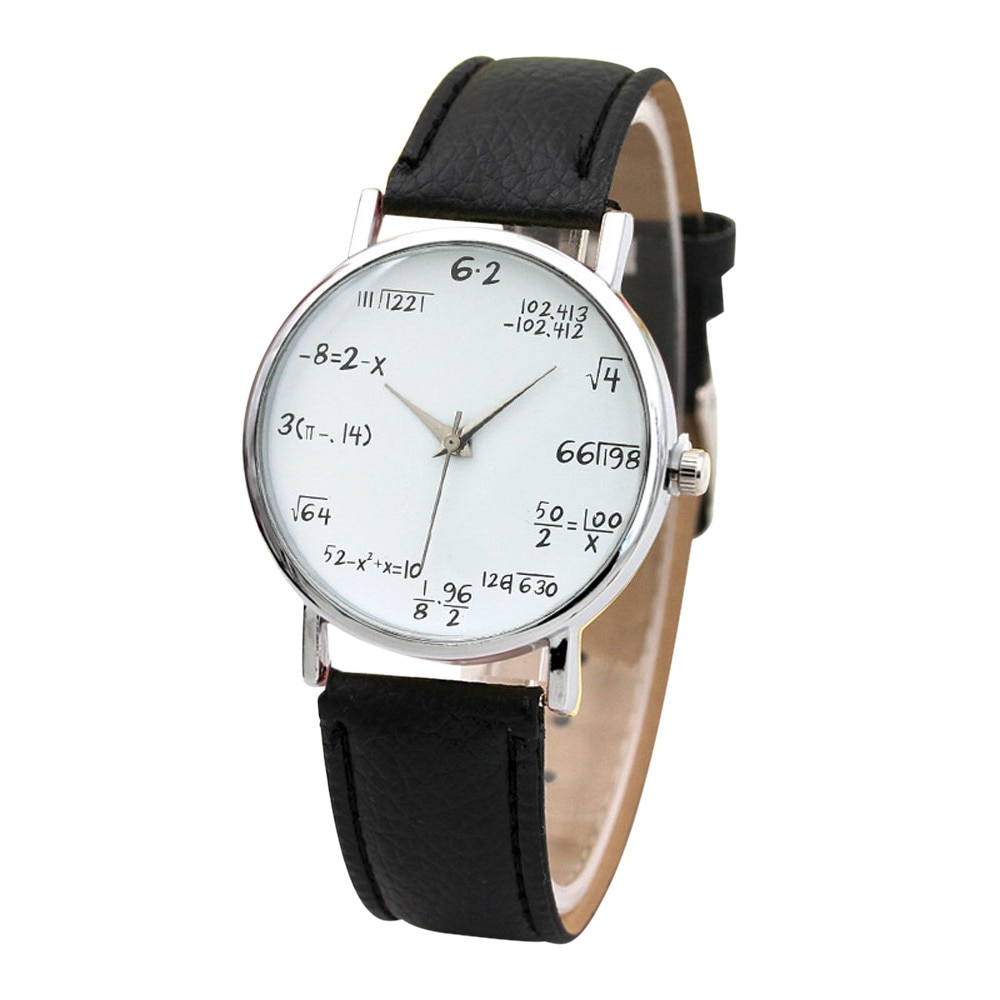 Geometrische Horloge Wiskundige Formule Prints Horloge Vrouwen Mannen Lederen Riem Quartz Math Horloge Dames Horloges: C