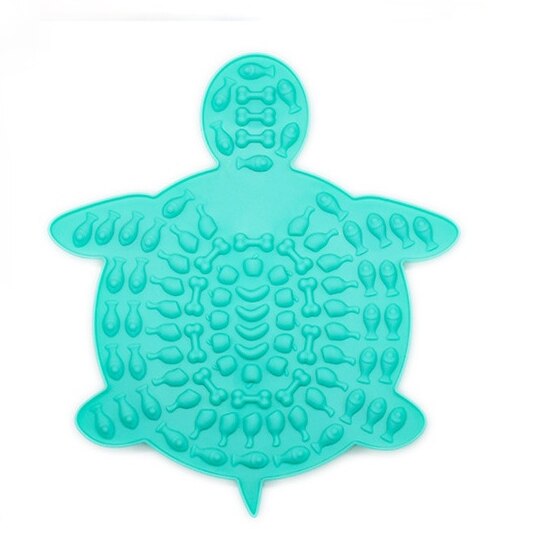 Plato de silicona con ventosa para perro y Tortuga, plato para comida lenta, facilidad de baño, esterilla para lamer, distracción, suministros de entrenamiento para perros: TurtleCyan