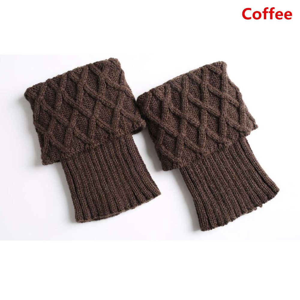 1Pc Vrouwen Winter Warme Lange Boot Sokken Knie Hoge Bohemen Winter Gebreide Beenwarmers Laarzen Slobkousen Acryl Wollen Sokken: C-coffee