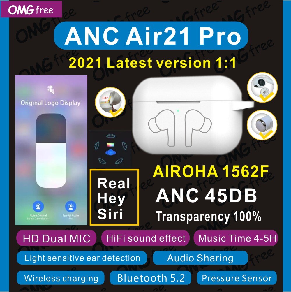 Air21 Pro ANC TWS 1562F vrai capteur de lumière réel voix réveil sans fil écouteur HD double micro Bluetooth 5.2 PK Air13 air20 pro