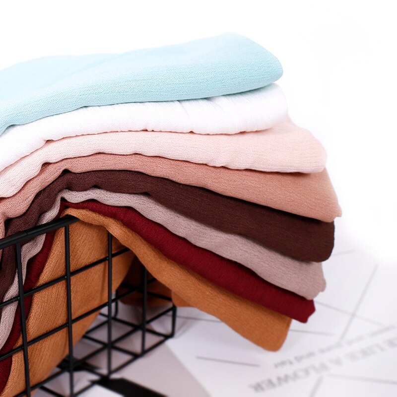 Llaven – foulard froissé pour femmes, hijab de luxe, 100% rayonne, châle froissé, couleur unie, écharpe musulmane, grande taille 180x95cm