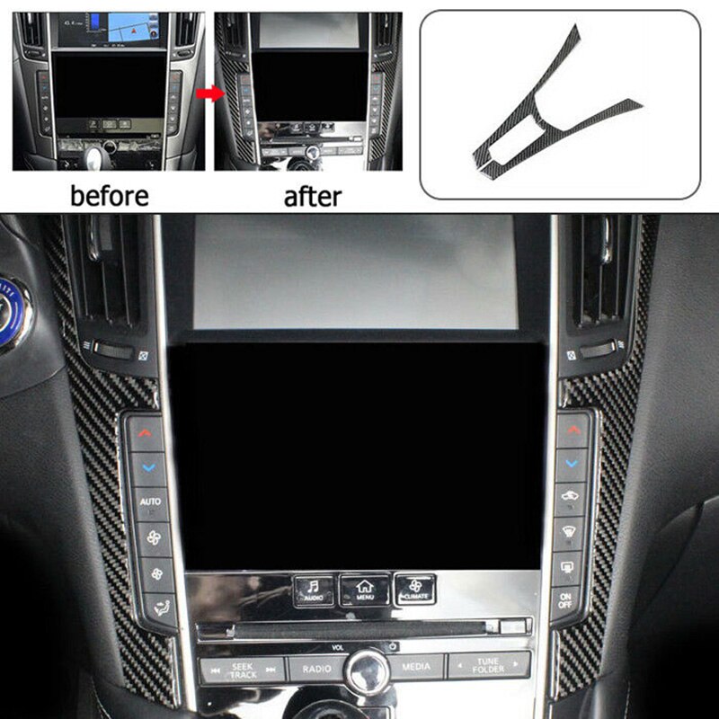 Carbon Fiber Interior Center Control Cover Trim for Infiniti Q50 Q60 14