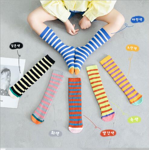 Chaussettes sans talon pour enfants de 1 à 8 ans, lot de 2 paires, pour étudiants, droites, rayées, couleur assortie, printemps