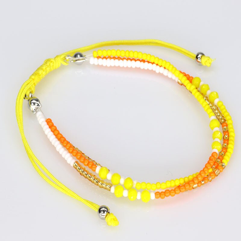Simple Three Layers Multicolor Boho Handmade Tether Seeds Beaded Bracelets for Women Summer Beach Jewelry: style 11