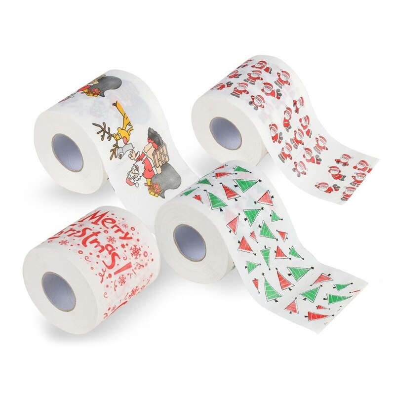 Rollo de 6 rollos de papel higiénico impreso de Santa Feliz Navidad suministros de papel higiénico para el hogar, baño y habitación, rollo de papel higiénico, de Navidad para Decoración