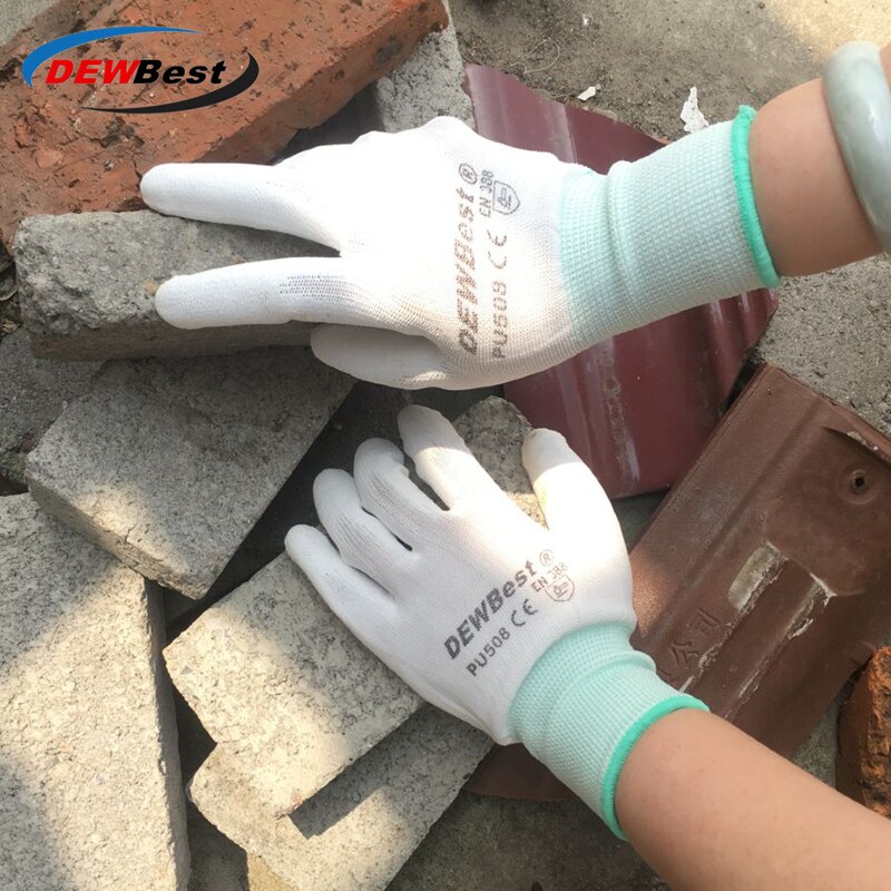 DEWBest 12pairs pu wprking glove PPE Safety Equipment Safety Hand Gloves Working Safety Gloves with