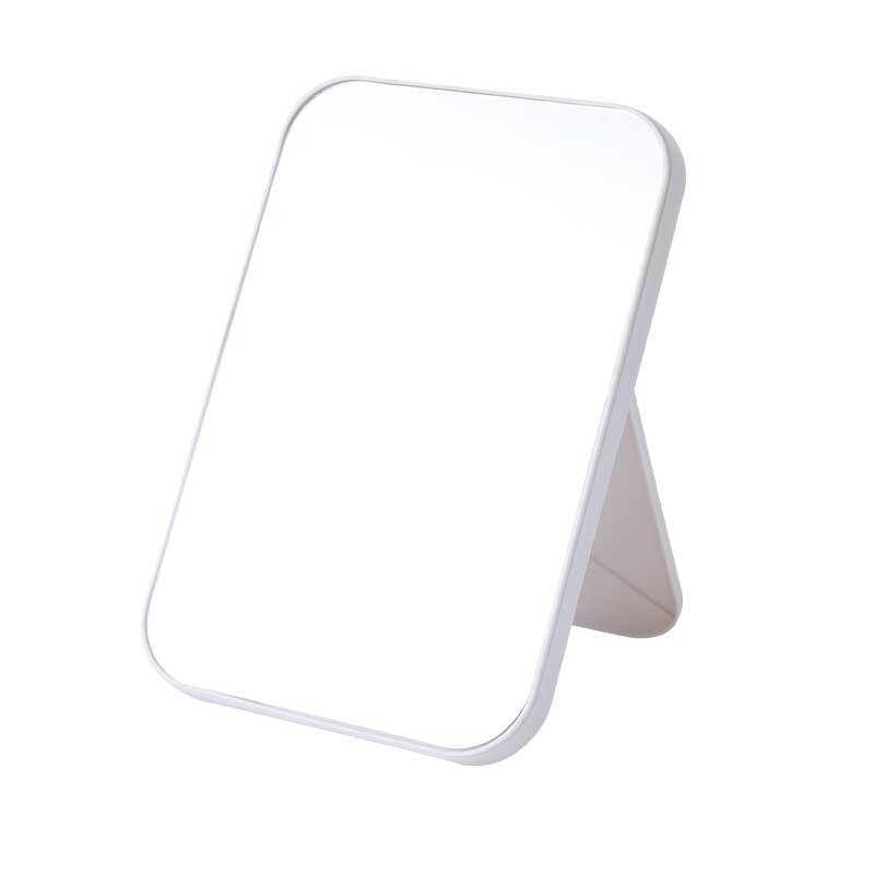 Espejo de tocador plegable para escritorio, espejo cuadrado compacto para maquillaje, tocador de gato de pie, joyero para las orejas, espejo cosmético colorido para dormitorio: Beige