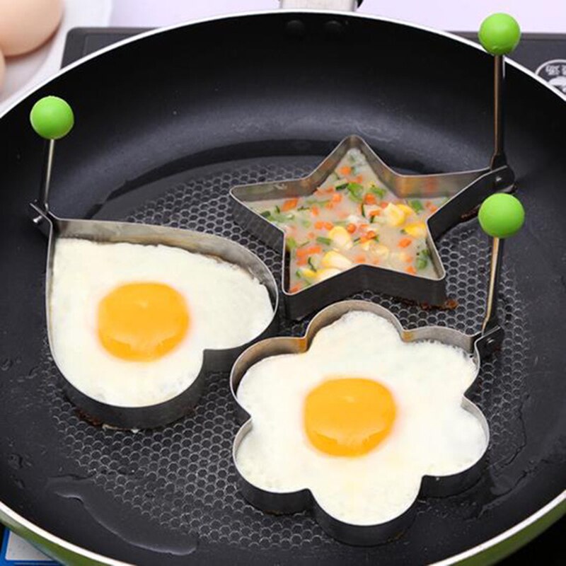Moldes de acero inoxidable para freír huevos y tortitas, herramientas de cocina, accesorios de cocina, 5 unids/set por juego