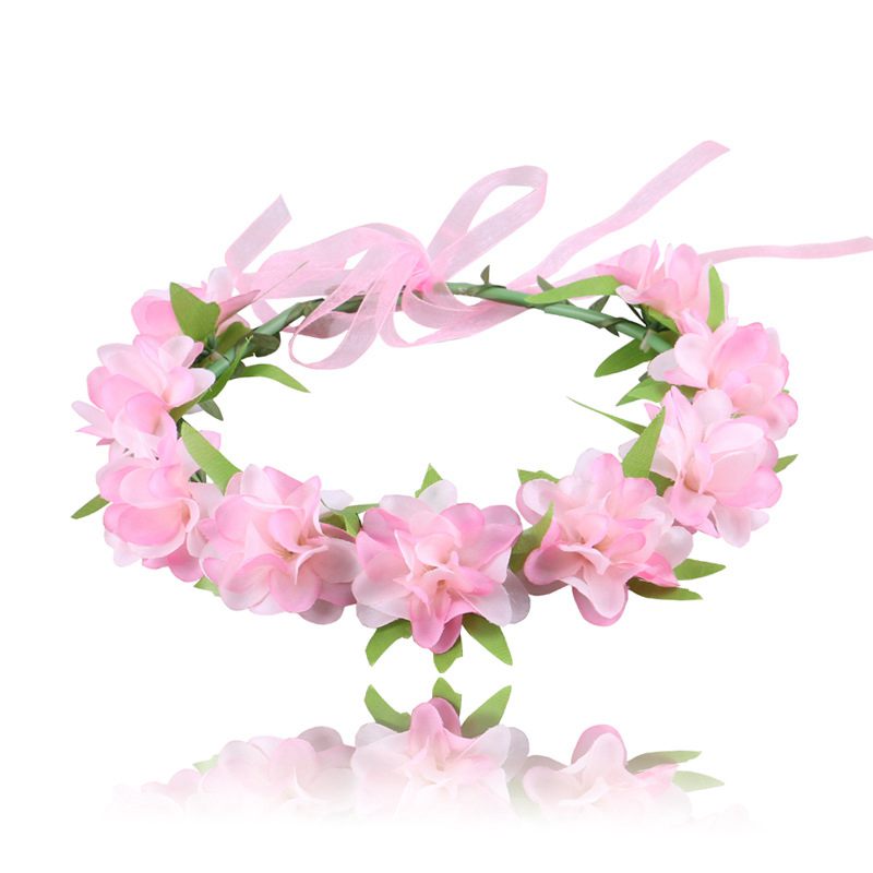 Muababy Meisjes Moana Guirlande Prinses Partij Accessoire Kids Bohemen Bloem Krans Voor Bruiloft Festival Strand Hoofdband Met Lint: Pink Wreath