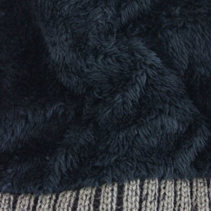 nouvelle de luxe tricot Beanie chapeau écharpe hommes hiver Plaid Plus velours écharpe épaissir couverture Cap écharpes Ski Bone