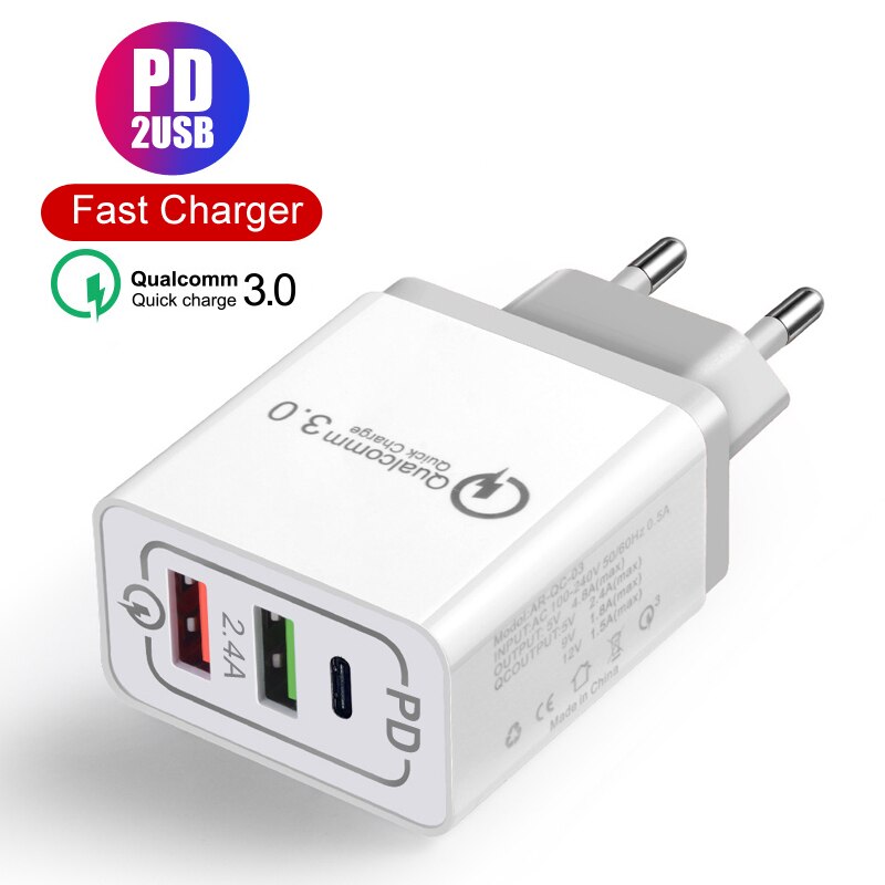 30W Pd Fast Charger Voor Iphone 12 11 Pro Max Quick Charge 3.0 Usb Type C Qc 4.0 Charger voor Samsung S20 S21 S10 S9 Plus Note 20: PD and 2USB