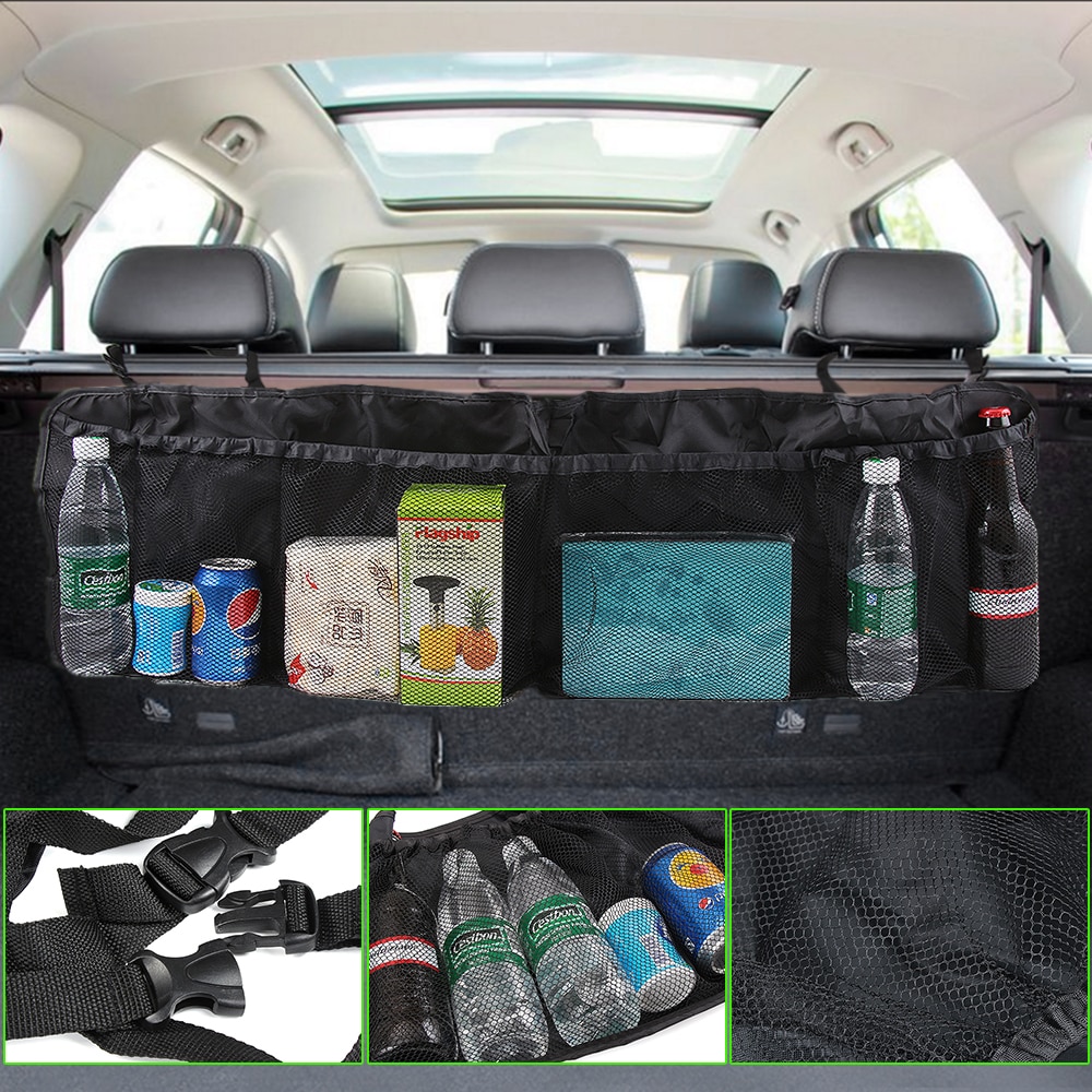 Bil arrangør bagagerum bagsæde sæde justerbar opbevaringspose netto høj kapacitet multi-brug oxford ryg interiør tilbehør bilsæde