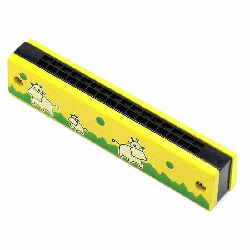 Double Row 16 Hole Harmonica Children's Wooden Painted Harmonica Musical Instrument Children's Music Educational Toys: K