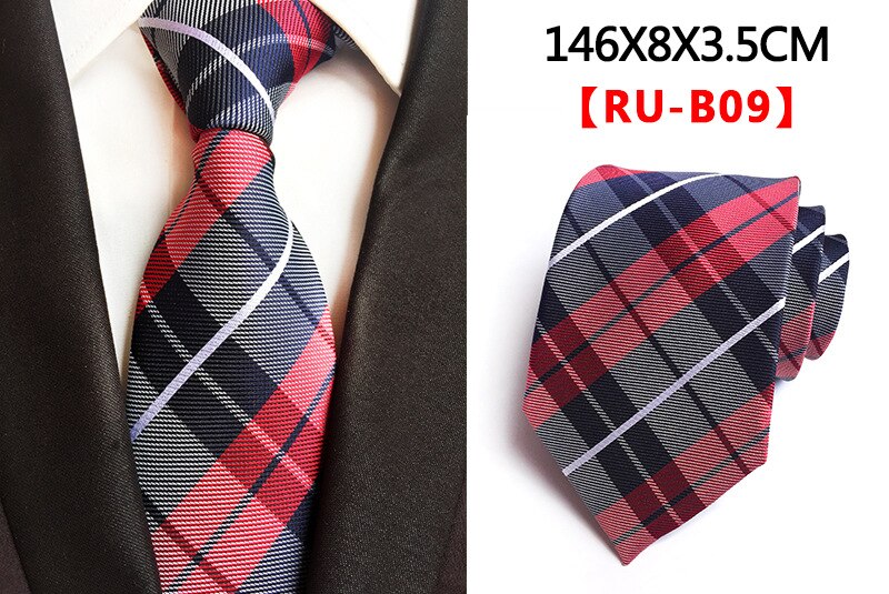 Ricnais 8cm Formal Tie Brown Yellow Plaid Striped Silk Necktie Suit Mens Silk Neck Tie For Man Business Wedding Party Gravata: 09