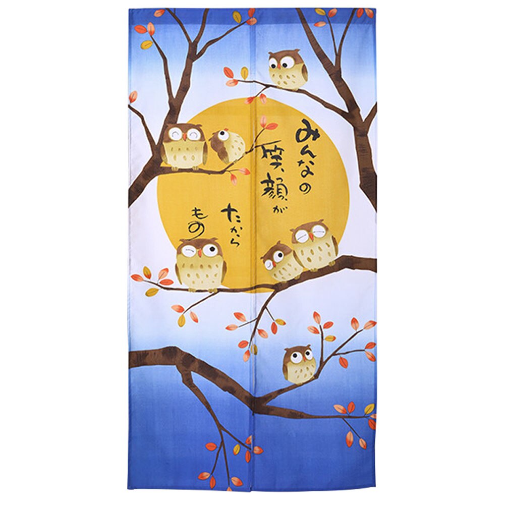 Rideau de porte décoratif Semi suspendu de séparation | Pour chambre à coucher, installation facile, diviseur d'entrée japonais exquis avec hibou imprimé