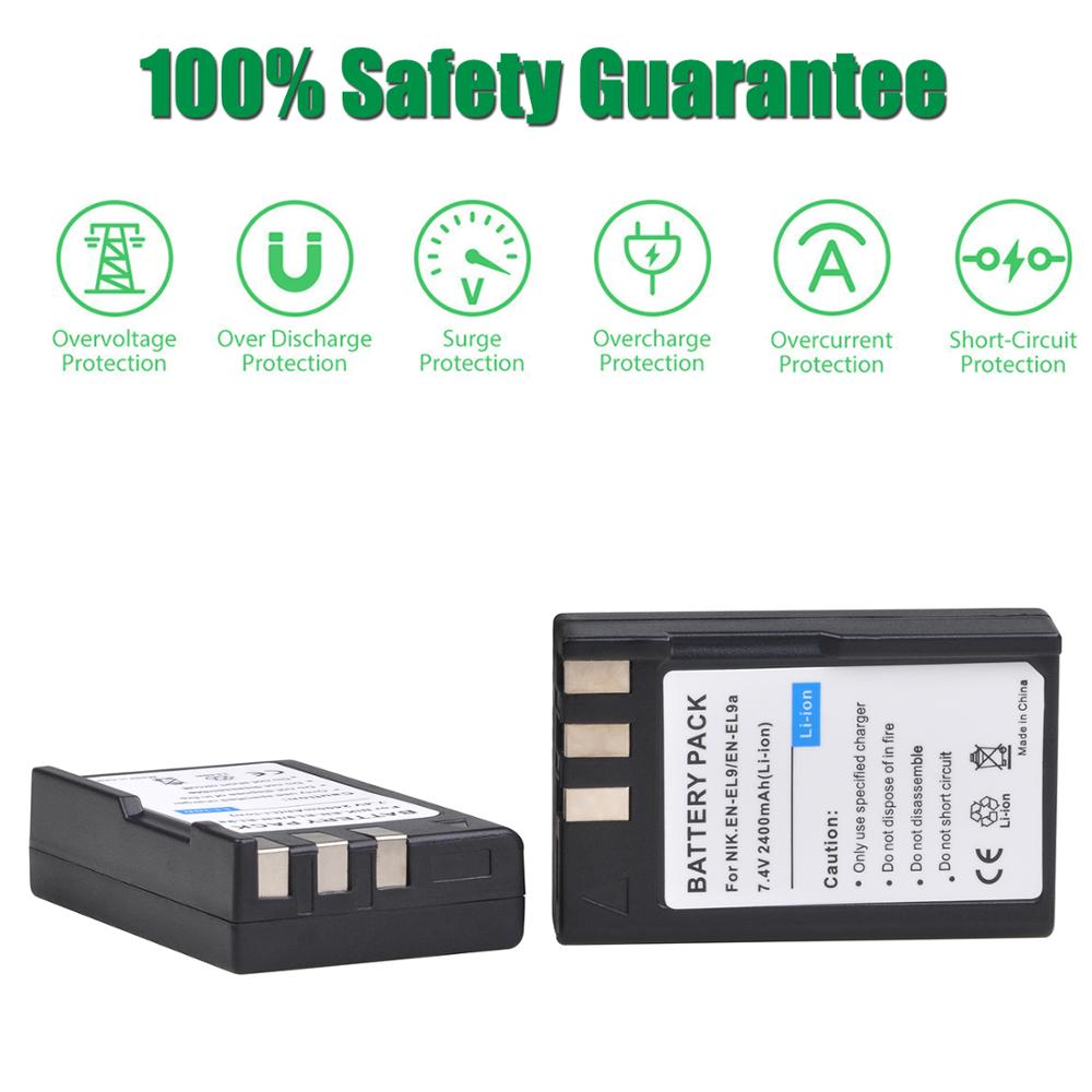 4 x 2400 mah en  el9a en -el9 en el9 el9a kamera li-ion batteri til nikon enel 9 d40 d60 d40x d5000 d300 l15 batterier