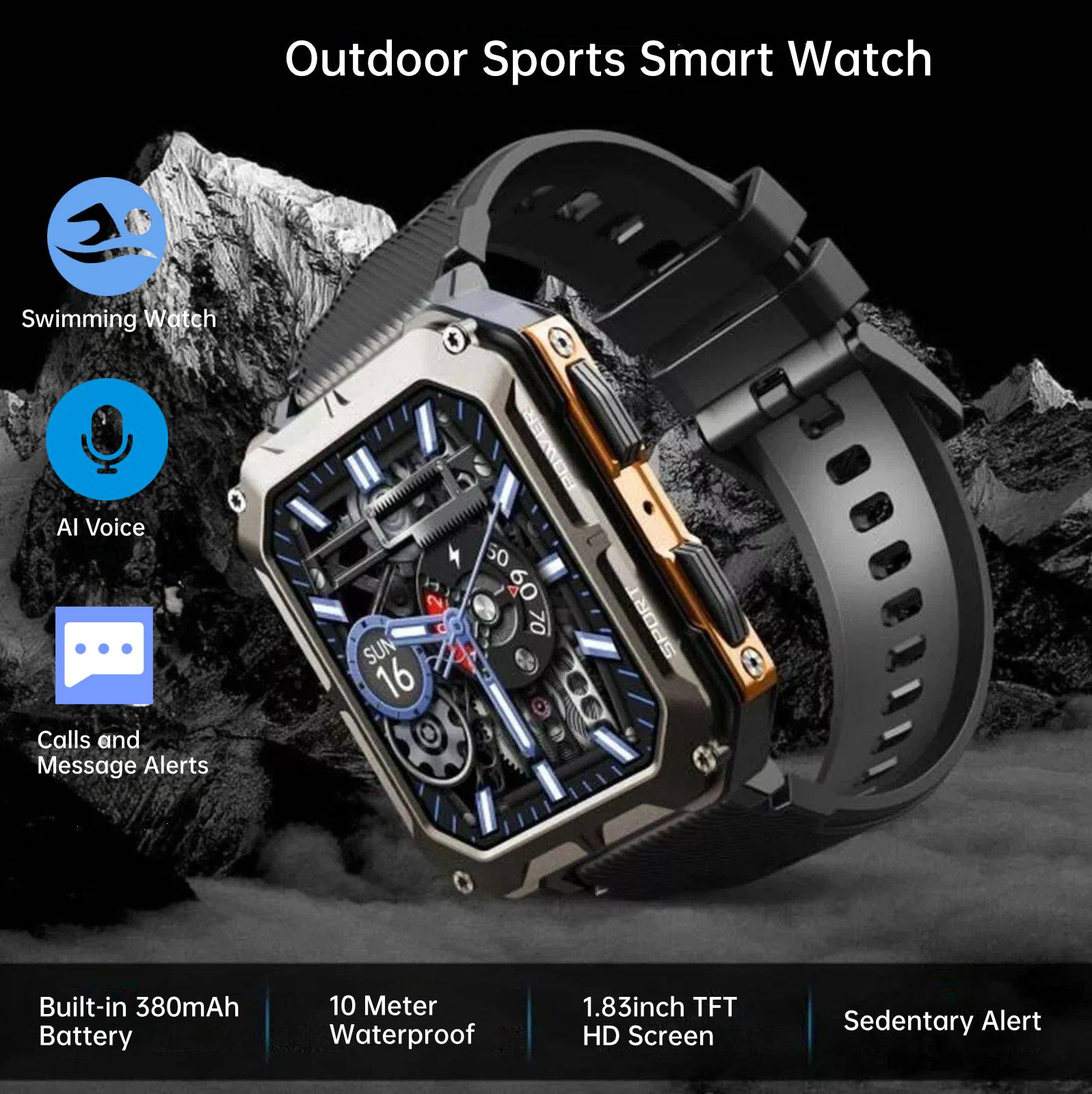 Leadoys c20pro Smartwatch 1.83 ''écran tactile complet BT appel extérieur Fitness Tracker montre intelligente avec IP68 étanche