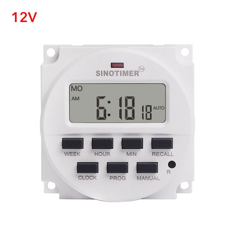 CN101A 12V 24V 110V 240V Digital LCD temporizador programable tiempo alarma reloj luz temporizador: 12V