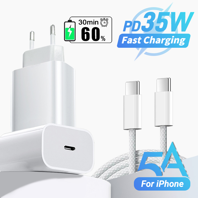 PD 35W Fast Charging Charger For Apple iPhone 15 Pro Max Plus 1M Quick Charge USB C To Type C Cable Data Cord Phone Accessories