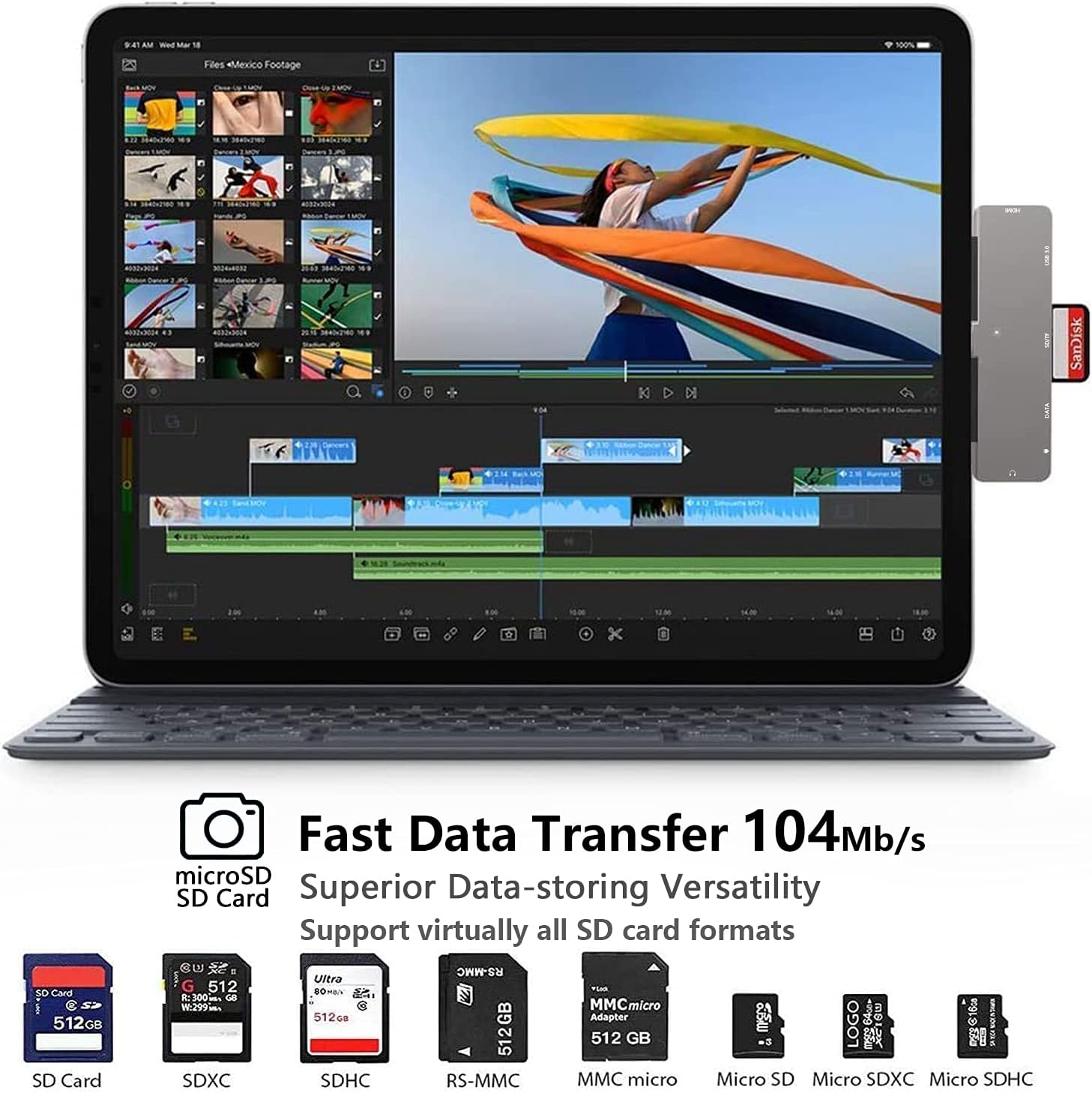 USB C HUB for iPad Pro 7-in-1 Adapter iPad Pro 12.9 11 inch iPad Air 5 4 Docking Station with 4K HDMI, USB-C PD, SD/TF Card Read