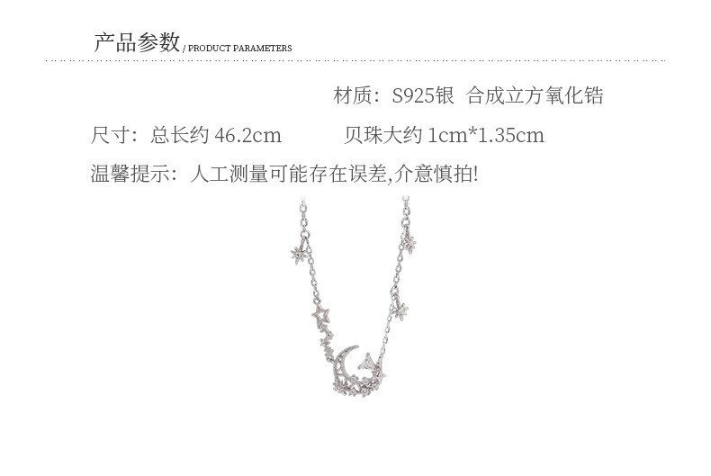 925 silber einfache persönlichkeit Trend Halsband schlüsselbein kette eins halskette mit glänzenden strass mond schmuck für moderne weibliche