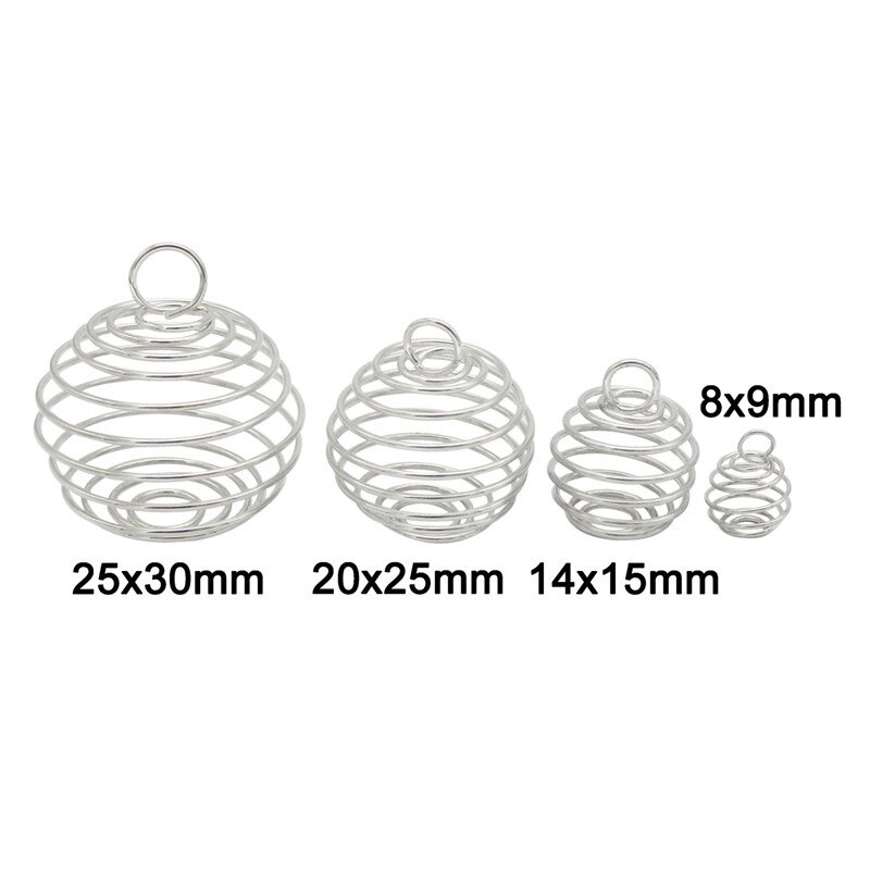 10-40 pièces spirale perle Cages pendentifs porte-pierre breloques collier Cage pendentifs pour la fabrication de bijoux résultats accessoire: 10mm / Argent