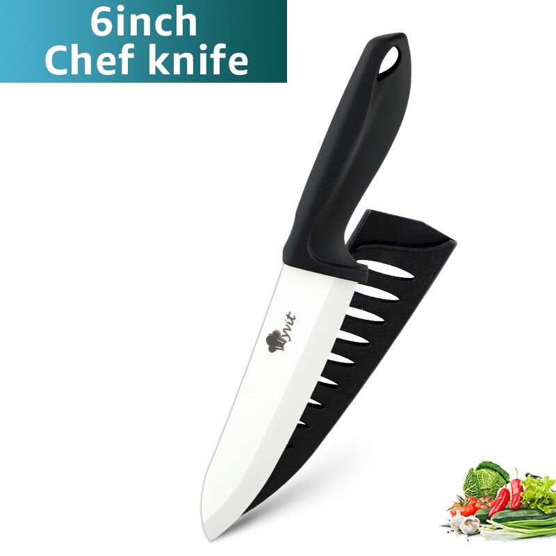 Keramische Mes 3 4 5 6Inch Chef Utility Slicer Gekarteld Broodmes Paring Keuken Keramische Messen Set Zirconia Blade koken Tool: 6inch black knife