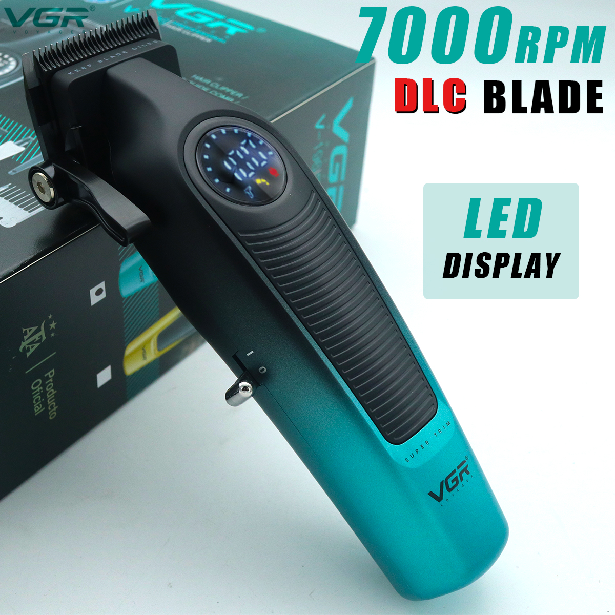 VGR 196 Professionelle Haarschneidemaschine, DLC-Klinge, LED-Anzeige, kabellose USB-Keramikklinge, Herren-Haarschneidemaschine, Haarschneidemaschine