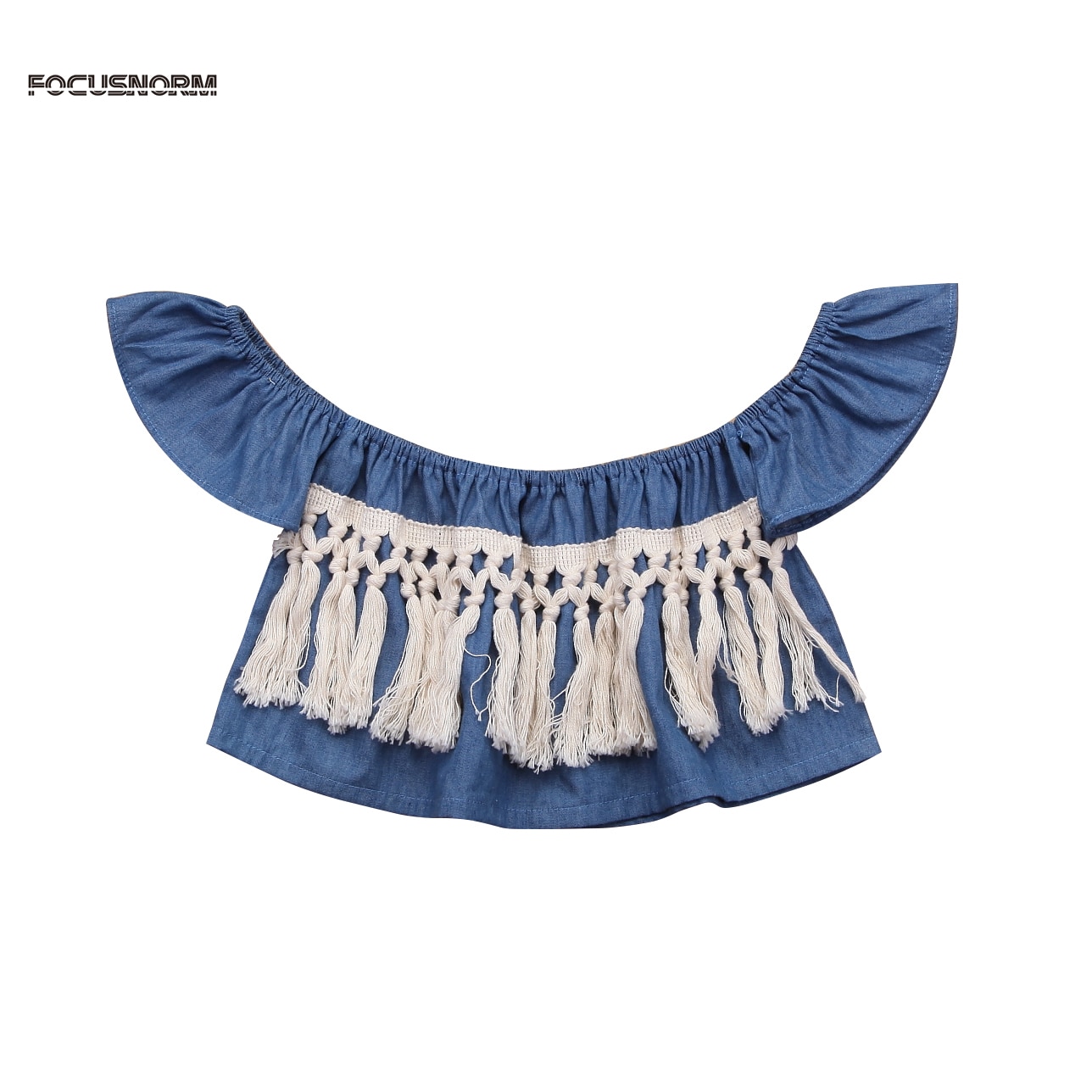 Infant Toddler Baby Girl Summer Denim Off Shoulder Tops Shirt Summer Sunsuit Tassel Tops 0-24M