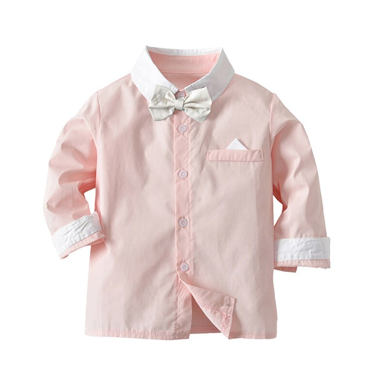 Conjunto de ropa para bebé, traje de caballero, camisa rosa con pajarita + Pantalones, ropa para de boda, chico guapo, ropa para niño