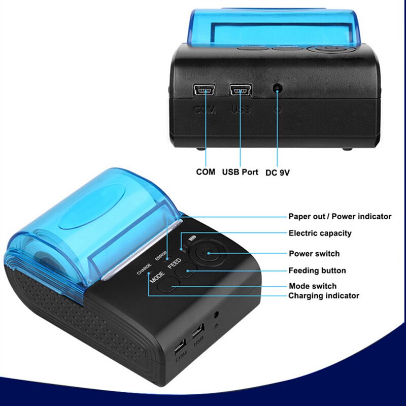 Handheld Receipt Printer Bluetooth 58mm Portable Receipt Machine Thermal Printer Wire Usb Port 4550