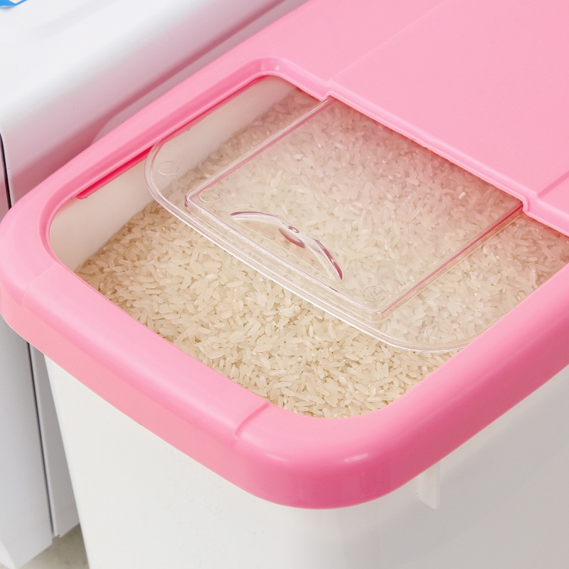 15 - 20 kg Nordic Plastic Food Storage Container Rice Grain Container Organizer Sliding Lid Sealed Freshness Storage Case