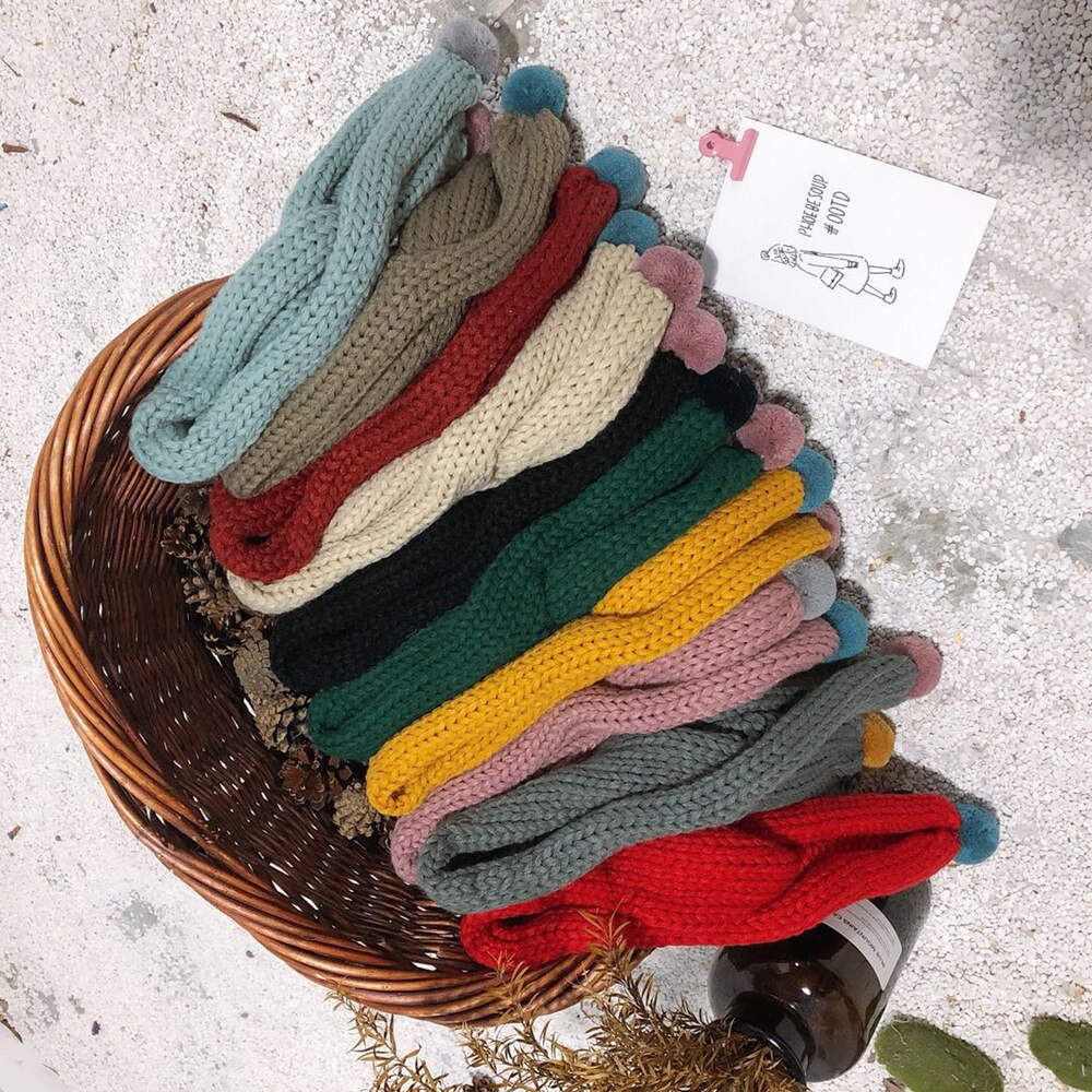 Écharpe d&#39;hiver en laine tricotée pour enfants, écharpe de couleur Pure, bavoir assorti pour bébé, garçons et filles
