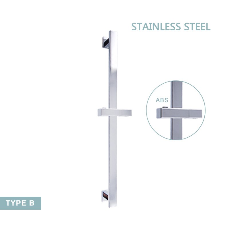 Chrome Shower Sliding Bar Wall Mounted Shower Bar Adjustable Sliding Rail Set Multi Function Hand Shower Head with 1.5M Hose: B Slide Bar Only