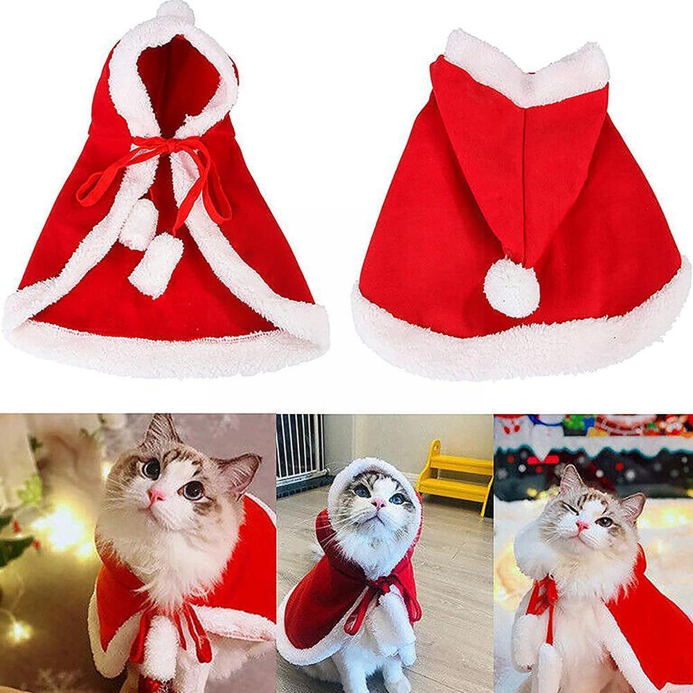 Funny Pet Dogs Christmas Clothes Christmas Cat Dog Hat Cosplay Costume Dogs Dress Christmas Cloak Clothing Cats Year Co M8F0