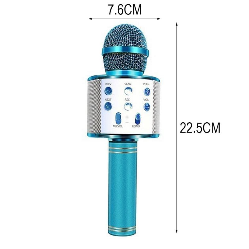 Portable Bluetooth Wireless Microphone Portable Home Party Handheld Karaoke Speaker Player Singing Recorder Mic For Ios Android: Blue