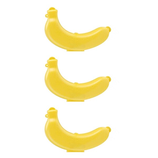 Banana Case,3 Pack Geel Banaan Houder Outdoor Reizen Leuke Banaan Protector Opbergdoos: Default Title