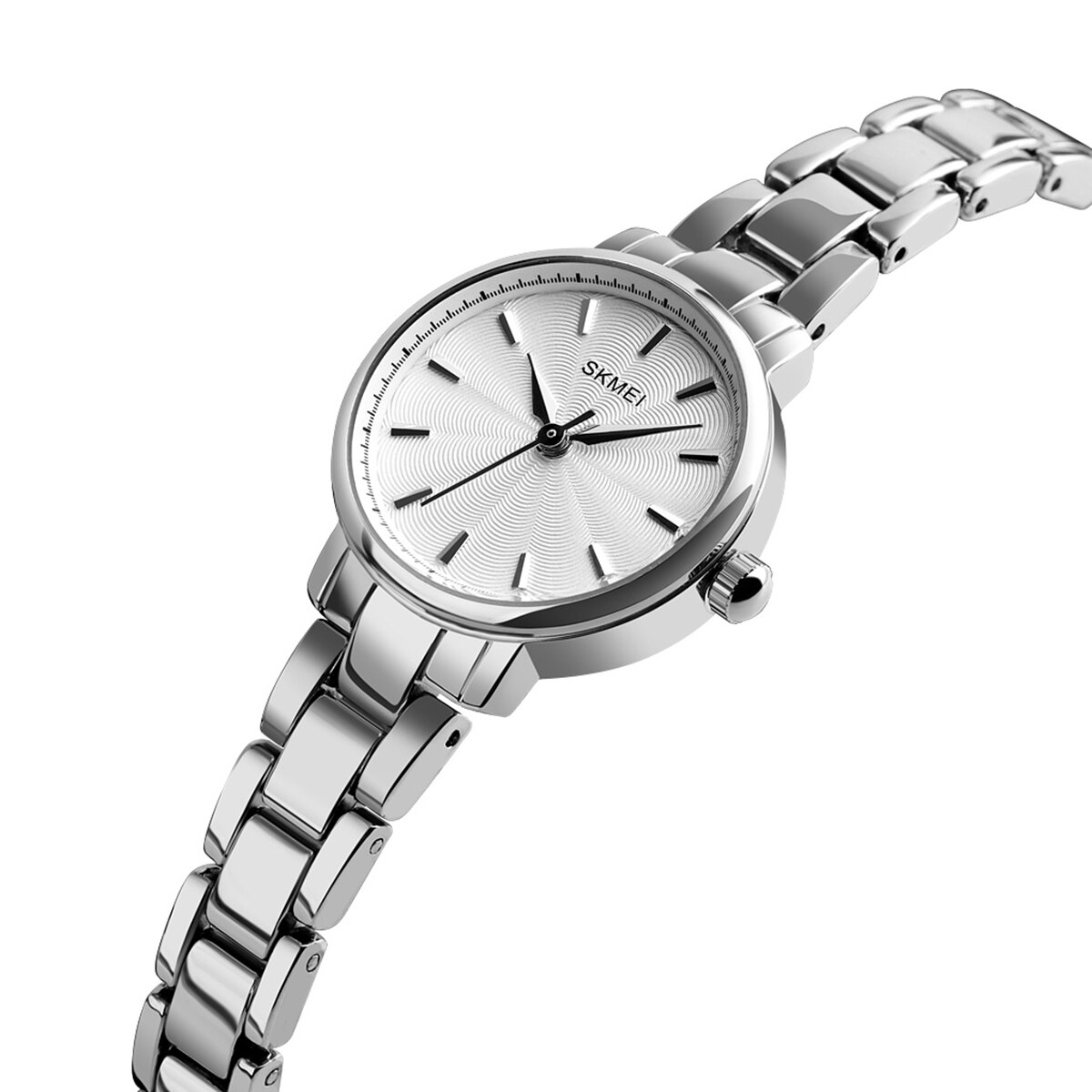 Stainless Steel Belt charming women Watch Classic Minimalist Alloy Analog ladies waterproof Quartz wrist watches: Silver