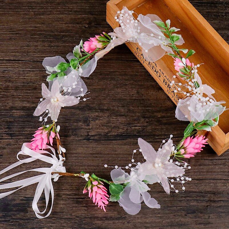 Guirnalda de flores artificiales para niña y mujer, accesorios para el cabello, corona de boda, Festival, , hecho a mano, de verano