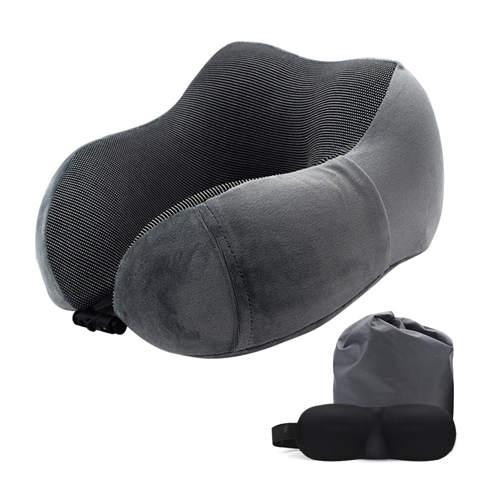 Memory Foam Neck Pillows U Shaped Soft Slow Rebound Space Travel Pillow Solid Neck Cervical Healthcare Bedding: C2