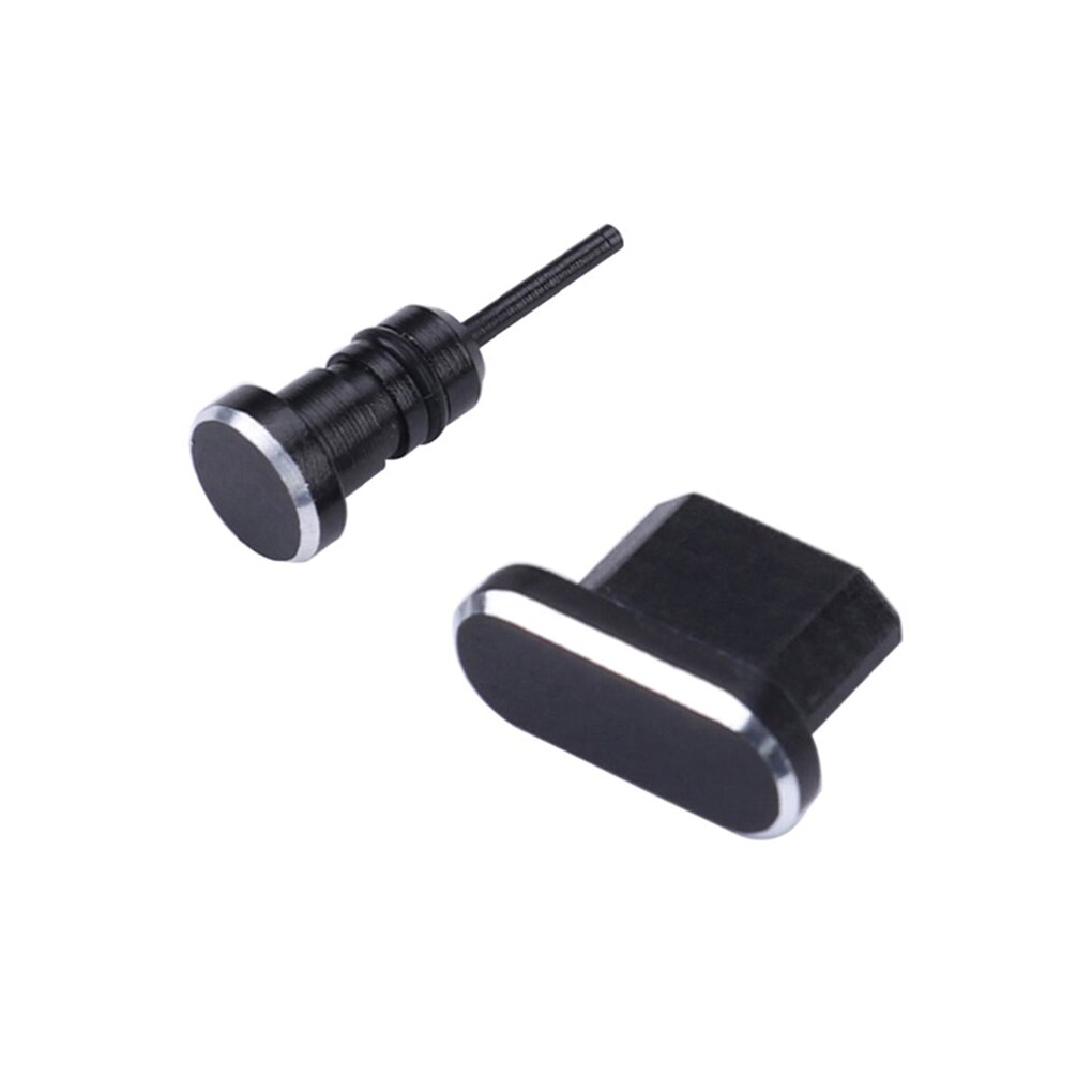 2PCS USB Anti Dust Plus for Android Mobile Phone USB Charging Port Earphone Jack USB Dust Plug Kit: black