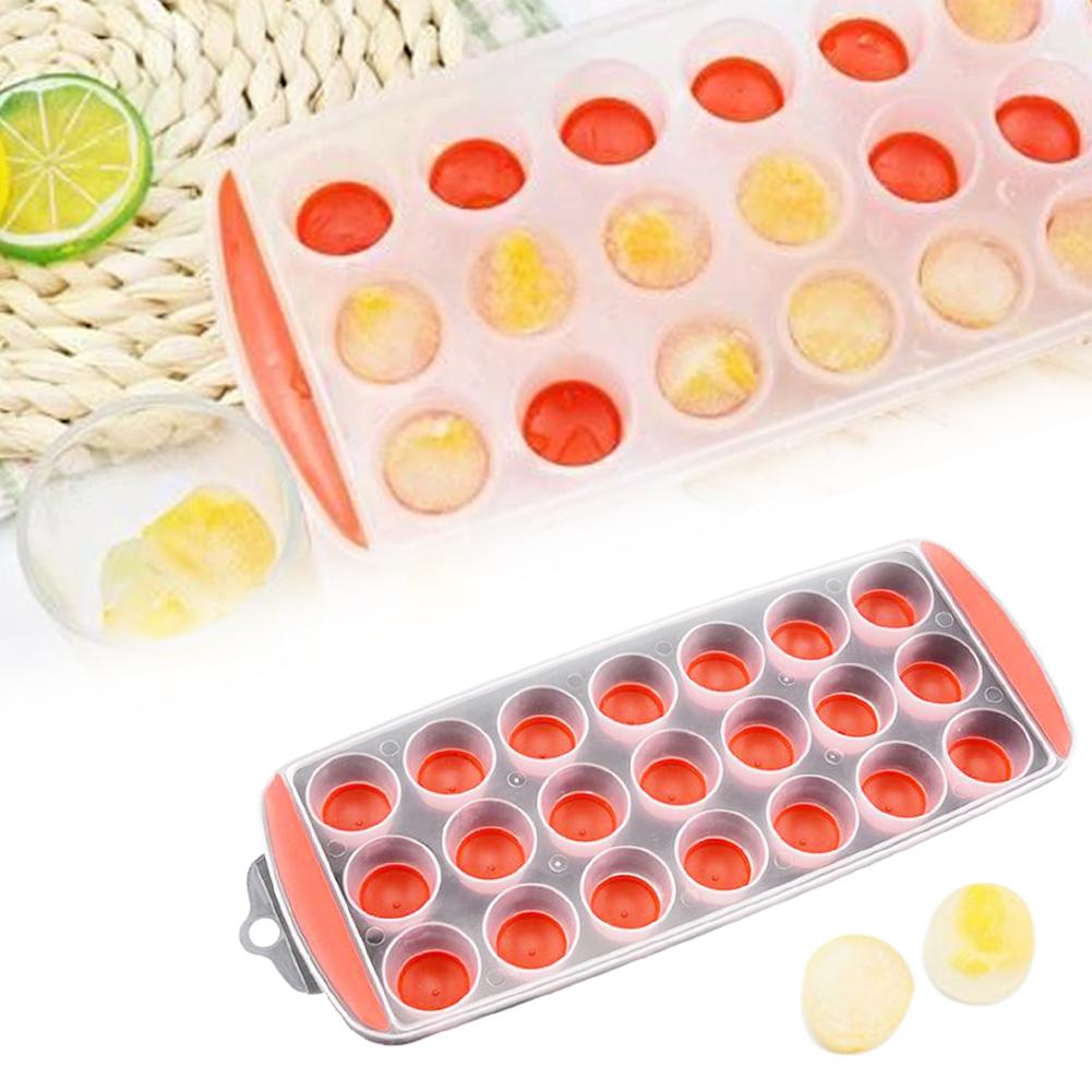 Bac à glaçons en plastique 21 grilles | Cube de glace d'été, plateau de congélation en plastique, boîte à glace, moule de gelée de fruits, moule avec couvercle, moule Flexible, plaque cuisine 4