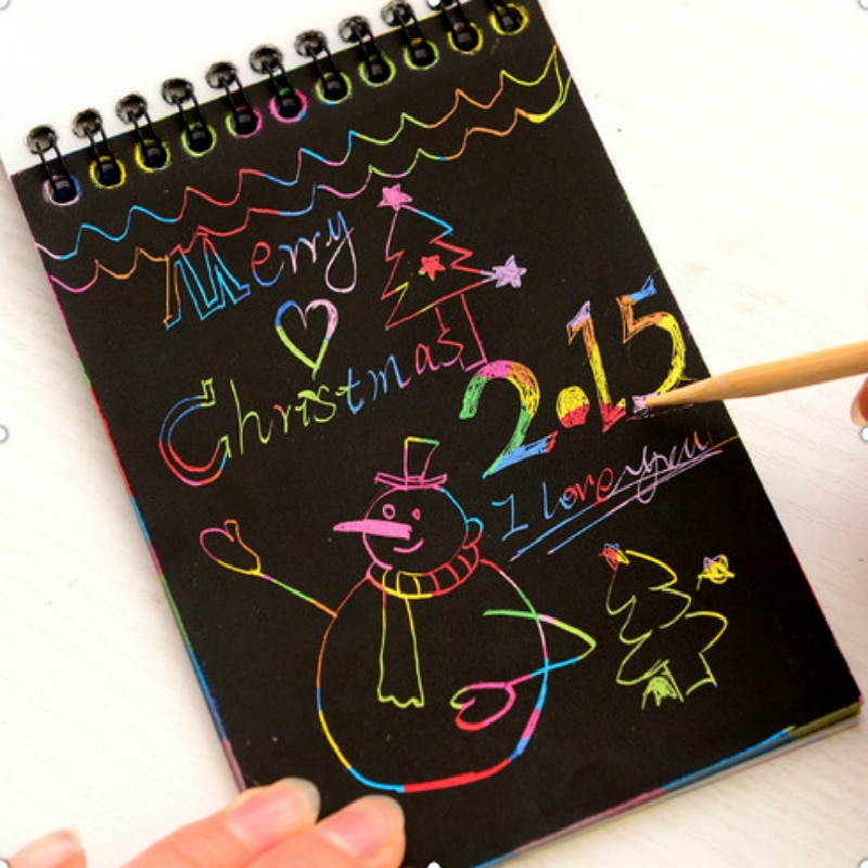 Creatieve Diy Draw Schets Notes Scratch Note Zwart Karton Voor Kids Toy Notebook Zakka Materiaal Escolar Schoolbenodigdheden