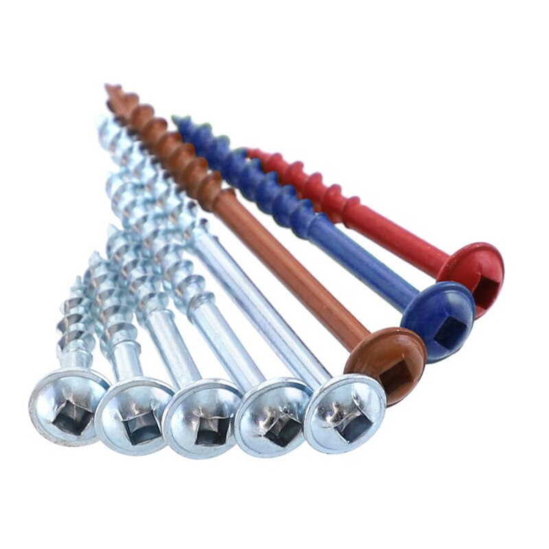 100Pcs 25-63mm SQ2 Pocket Hole Screw Coarse Thread Woodworking Self Tapping Screw Oblique Hole Screw Square Driver