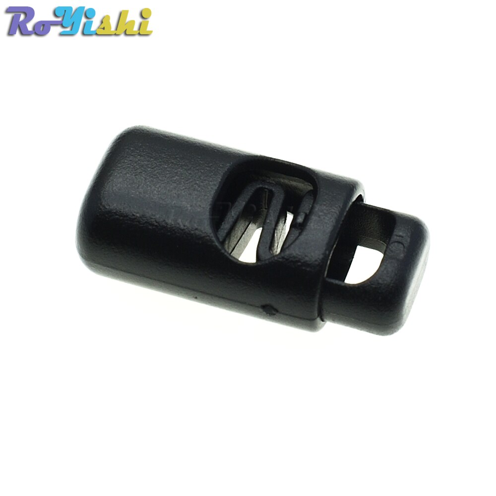 Plastic Single Hole Spring Stopper Toggle Cord Locks End Black