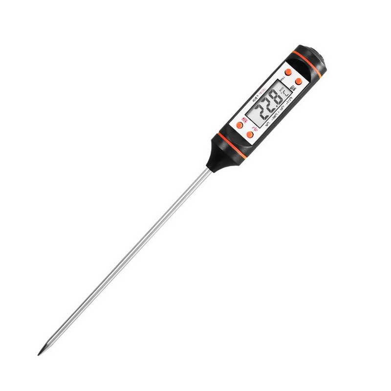 Digital mad termometer lang sonde elektronisk madlavning termometer til kagesuppe bbq kød køkken termometer værktøjer: Sort