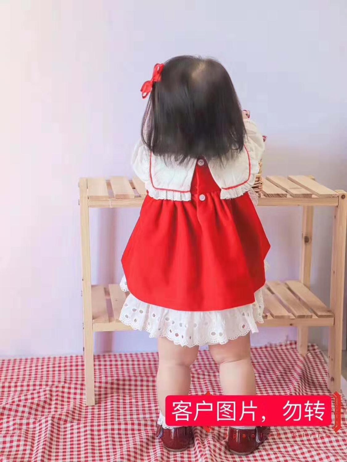 Gilrs Sweet lolita dress Kids vintage baby costume kawaii dress for children Red bow dress Halloween costume for Kids