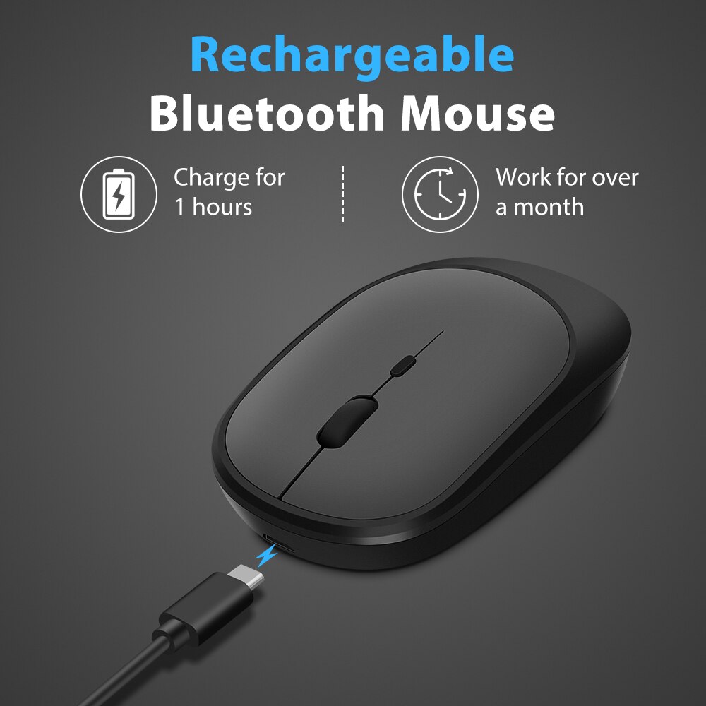 Bluetooth Mouse 2.4G Wireless Rechargeable Mouse Gaming Computer Charing Thin Portable 3 Adjustable DPI Mause for Mac iPad PC